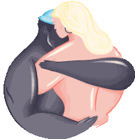 Two Figures Hug Each Other Sticker