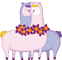 Two Llamas Kissing Sticker
