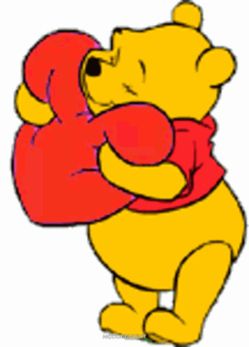 Winnie The Pooh Flashing Heart GIF
