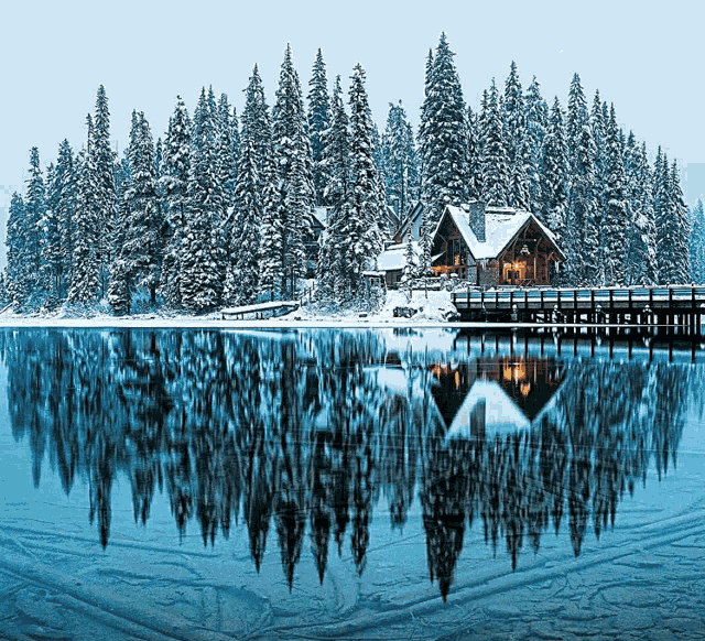 Winter Image Snow Falling On Lake GIF