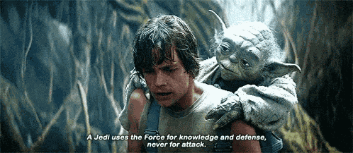 Yoda Luke Jedi Knowledge Knowledge Never Attack GIF