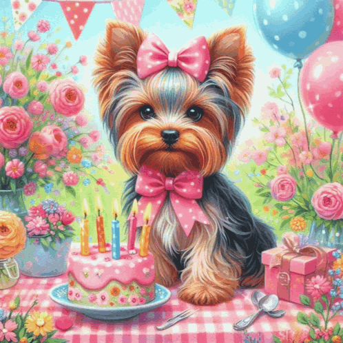 Yorkshire Terrier Birthday Party Yorkie Puppy GIF